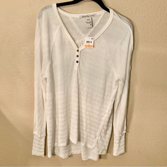 Sale! NWT American Rag Top S White Ribbed V-Neck Poly / Rayon / Spandex Stretch - Picture 12 of 15